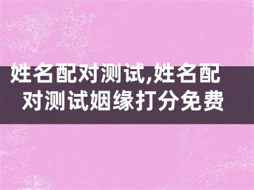 姓名配对测试,姓名配对测试姻缘打分免费