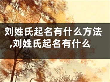 刘姓氏起名有什么方法,刘姓氏起名有什么