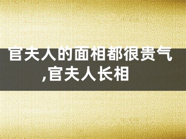 官夫人的面相都很贵气,官夫人长相