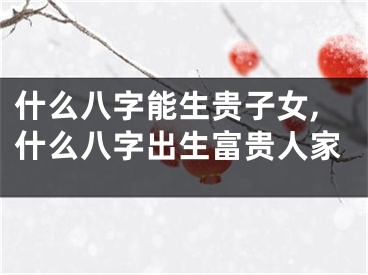 什么八字能生贵子女,什么八字出生富贵人家
