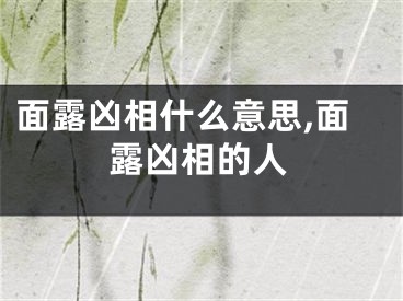 面露凶相什么意思,面露凶相的人