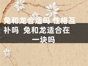 兔和龙合适吗 性格互补吗  兔和龙适合在一块吗