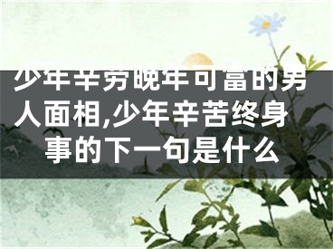 少年辛劳晚年可富的男人面相,少年辛苦终身事的下一句是什么