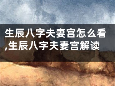 生辰八字夫妻宫怎么看,生辰八字夫妻宫解读