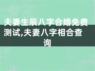 夫妻生辰八字合婚免费测试,夫妻八字相合查询