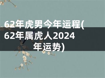62年虎男今年运程(62年属虎人2024年运势)