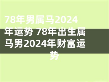 78年男属马2024年运势 78年出生属马男2024年财富运势