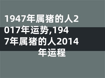 1947年属猪的人2017年运势,1947年属猪的人2014年运程