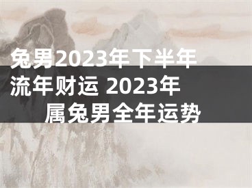 兔男2023年下半年流年财运 2023年属兔男全年运势