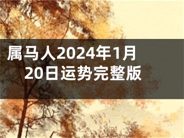 属马人2024年1月20日运势完整版