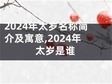 2024年太岁名称简介及寓意,2024年太岁是谁