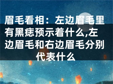 眉毛看相：左边眉毛里有黑痣预示着什么,左边眉毛和右边眉毛分别代表什么