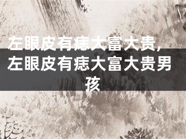 左眼皮有痣大富大贵,左眼皮有痣大富大贵男孩