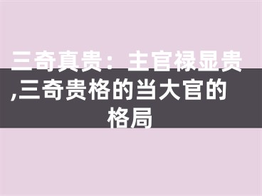 三奇真贵：主官禄显贵,三奇贵格的当大官的格局