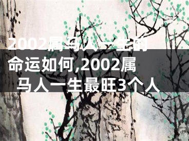 2002属马人一生的命运如何,2002属马人一生最旺3个人