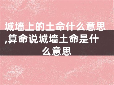 城墙上的土命什么意思,算命说城墙土命是什么意思