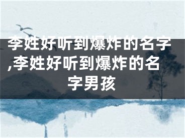 李姓好听到爆炸的名字,李姓好听到爆炸的名字男孩