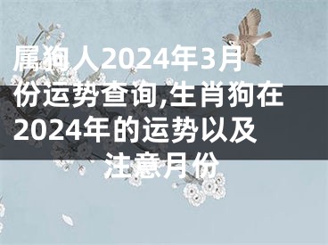 属狗人2024年3月份运势查询,生肖狗在2024年的运势以及注意月份