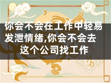 你会不会在工作中轻易发泄情绪,你会不会去这个公司找工作