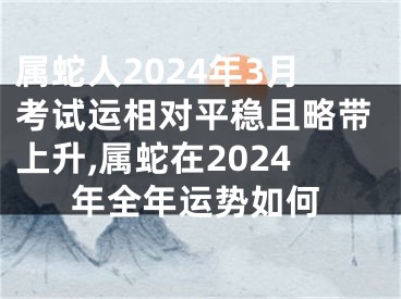 属蛇人2024年3月考试运相对平稳且略带上升,属蛇在2024年全年运势如何