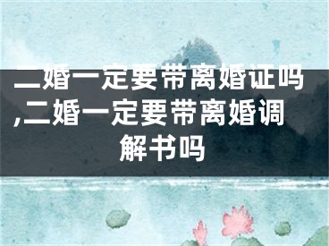 二婚一定要带离婚证吗,二婚一定要带离婚调解书吗