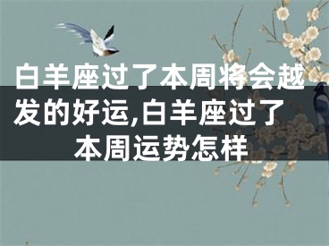 白羊座过了本周将会越发的好运,白羊座过了本周运势怎样