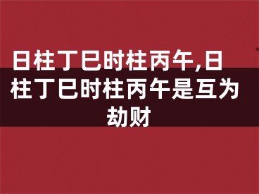 日柱丁巳时柱丙午,日柱丁巳时柱丙午是互为劫财
