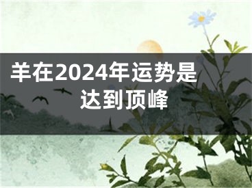 羊在2024年运势是达到顶峰