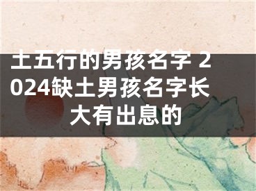 土五行的男孩名字 2024缺土男孩名字长大有出息的