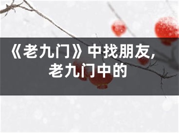 《老九门》中找朋友,老九门中的