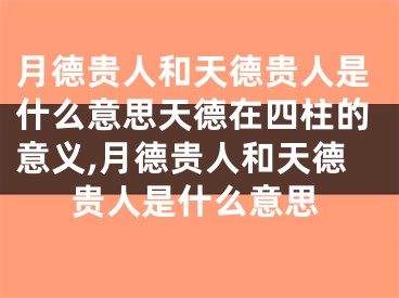 月德贵人和天德贵人是什么意思天德在四柱的意义,月德贵人和天德贵人是什么意思