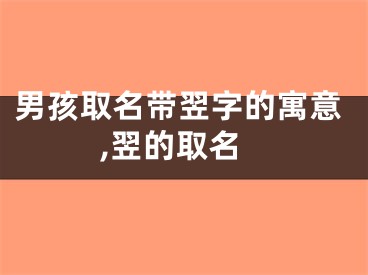 男孩取名带翌字的寓意,翌的取名