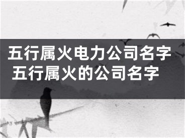 五行属火电力公司名字 五行属火的公司名字