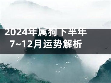 2024年属狗下半年7~12月运势解析
