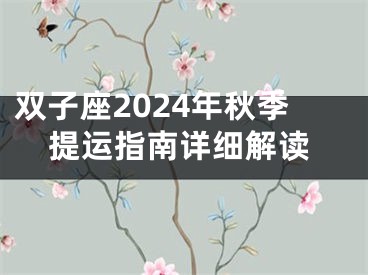 双子座2024年秋季提运指南详细解读