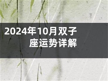 2024年10月双子座运势详解