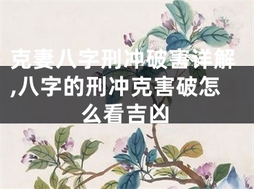 克妻八字刑冲破害详解,八字的刑冲克害破怎么看吉凶