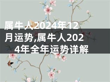 属牛人2024年12月运势,属牛人2024年全年运势详解