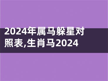 2024年属马躲星对照表,生肖马2024