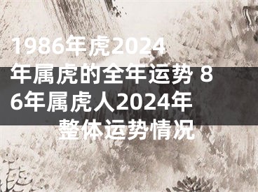 1986年虎2024年属虎的全年运势 86年属虎人2024年整体运势情况
