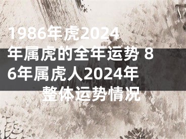 1986年虎2024年属虎的全年运势 86年属虎人2024年整体运势情况
