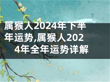属猴人2024年下半年运势,属猴人2024年全年运势详解