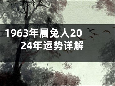 1963年属兔人2024年运势详解