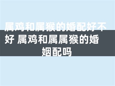 属鸡和属猴的婚配好不好 属鸡和属属猴的婚姻配吗