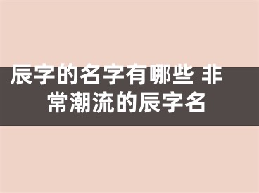 辰字的名字有哪些 非常潮流的辰字名