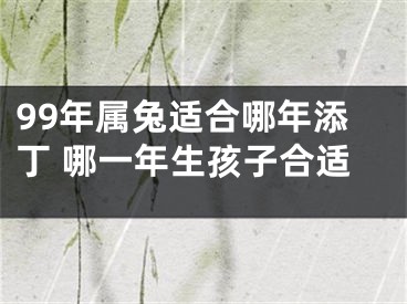 99年属兔适合哪年添丁 哪一年生孩子合适