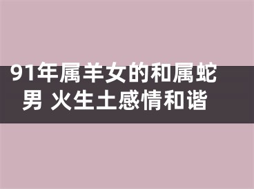 91年属羊女的和属蛇男 火生土感情和谐