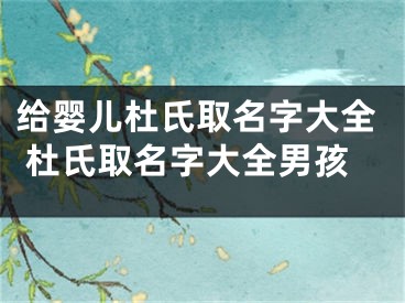 给婴儿杜氏取名字大全 杜氏取名字大全男孩