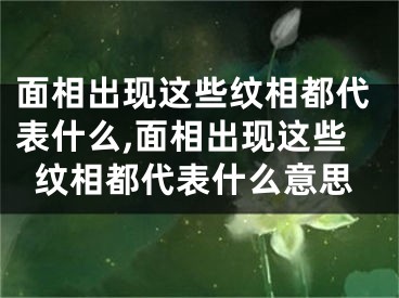 面相出现这些纹相都代表什么,面相出现这些纹相都代表什么意思