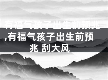 有福气孩子出生前预兆,有福气孩子出生前预兆 刮大风